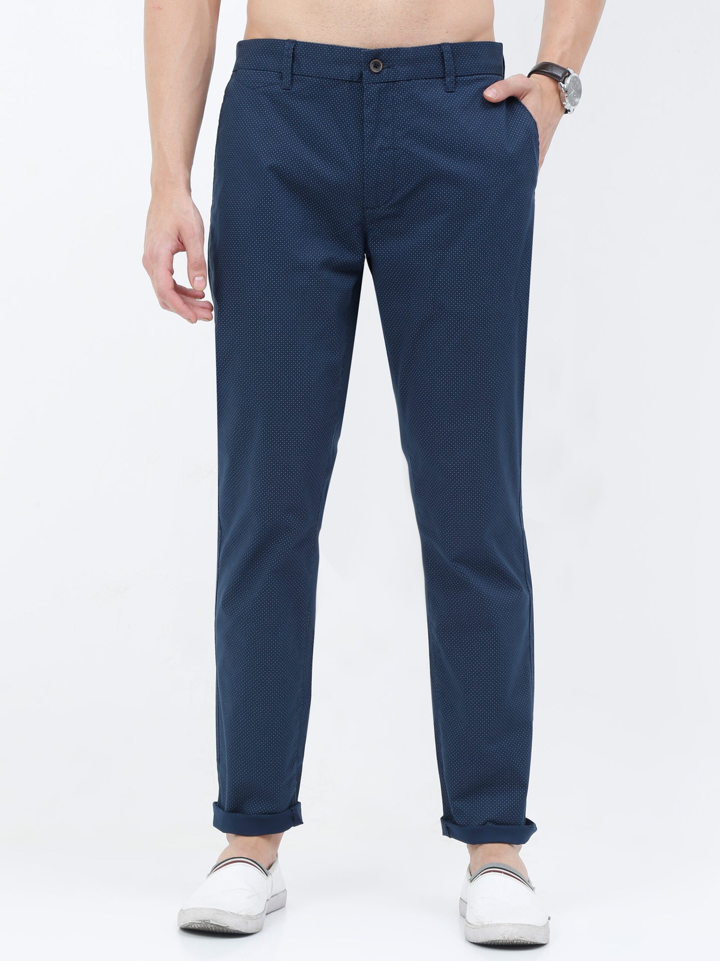 Premium Navy Dot Print Trouser