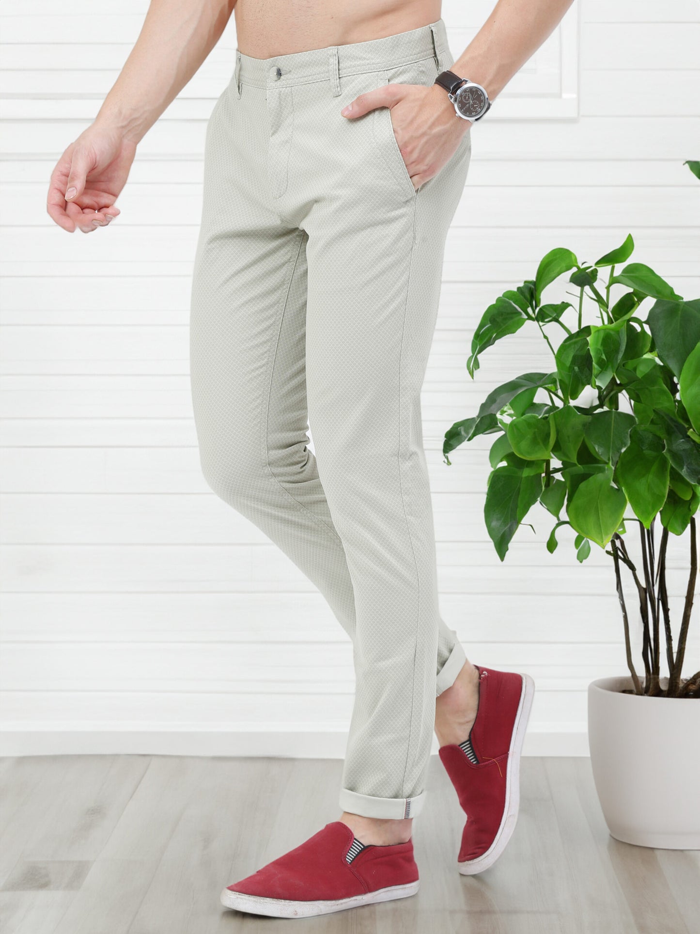 Premium Beige Print Trouser
