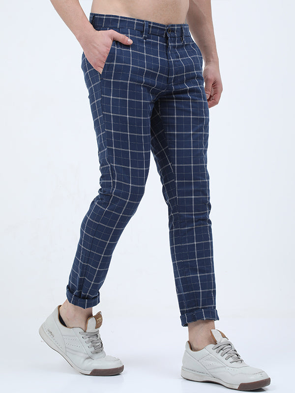 Premium Navy Check Plaid Trouser