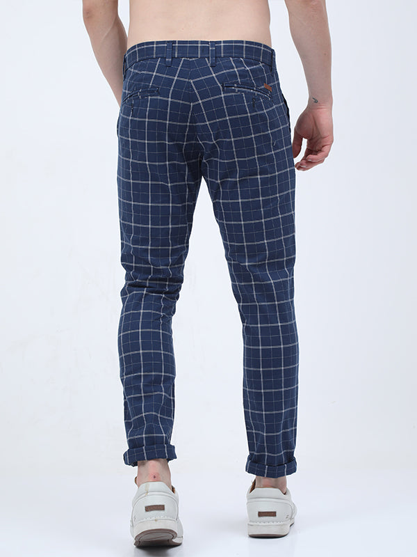 Premium Navy Check Plaid Trouser