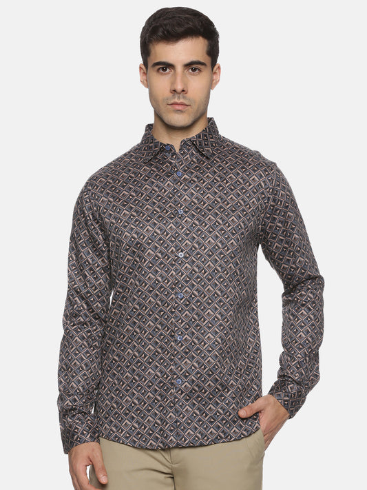 Grey Geo Print Luxe Collection Shirt