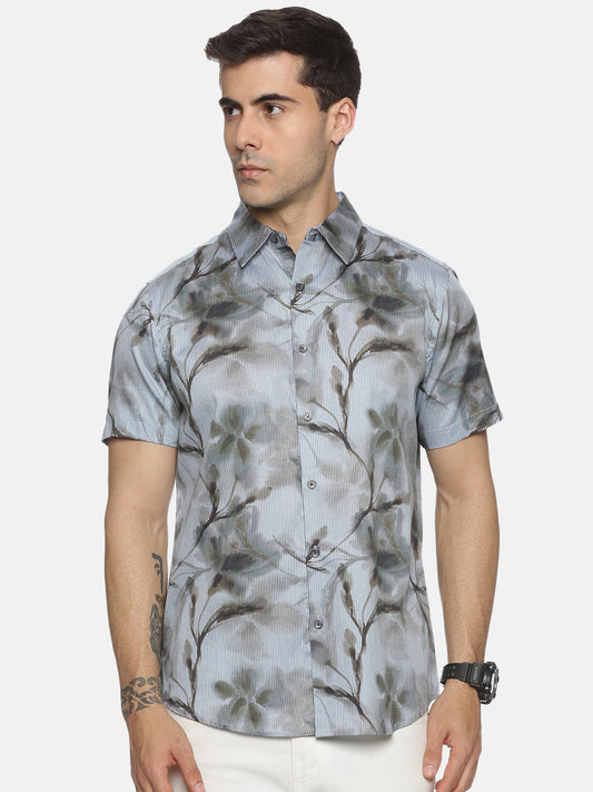 Blue Leaf Print Luxe Collection Shirt