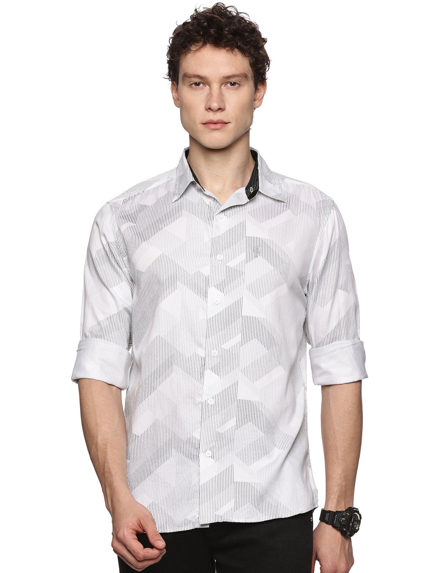 White Printed Satin Luxe Shirt