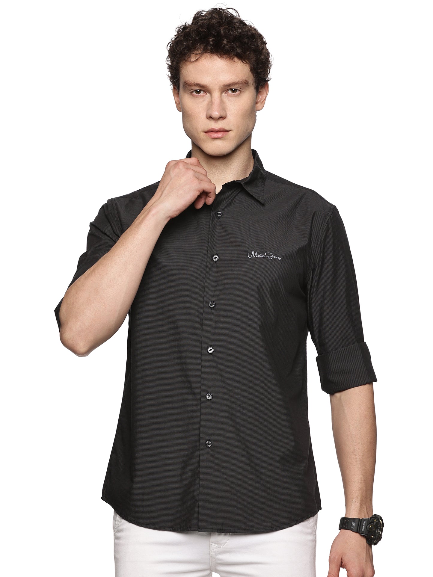 Black Pin Stripe Cotton Luxe Shirt