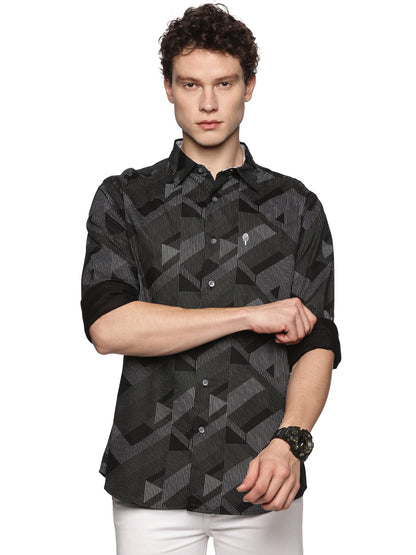 Black Satin Printed Luxe Shirt