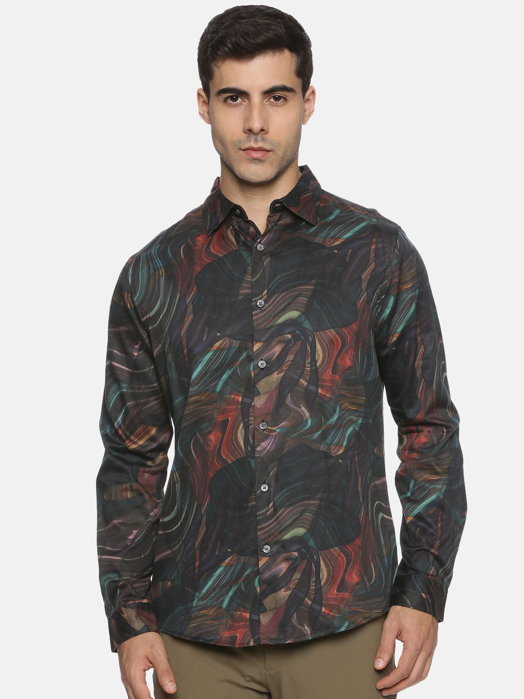 Green Swirls Print Luxe Collection Shirt