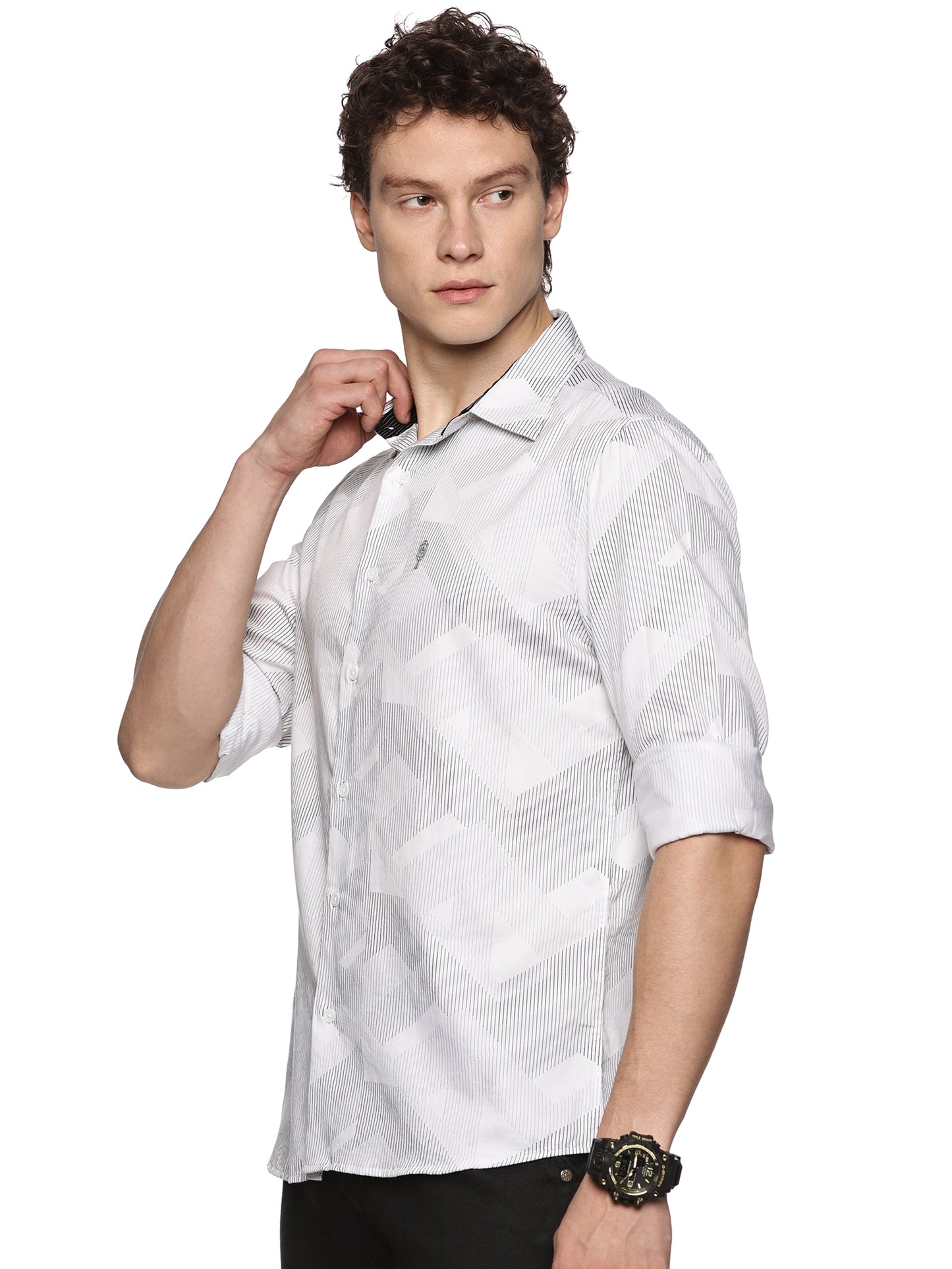 White Printed Satin Luxe Shirt