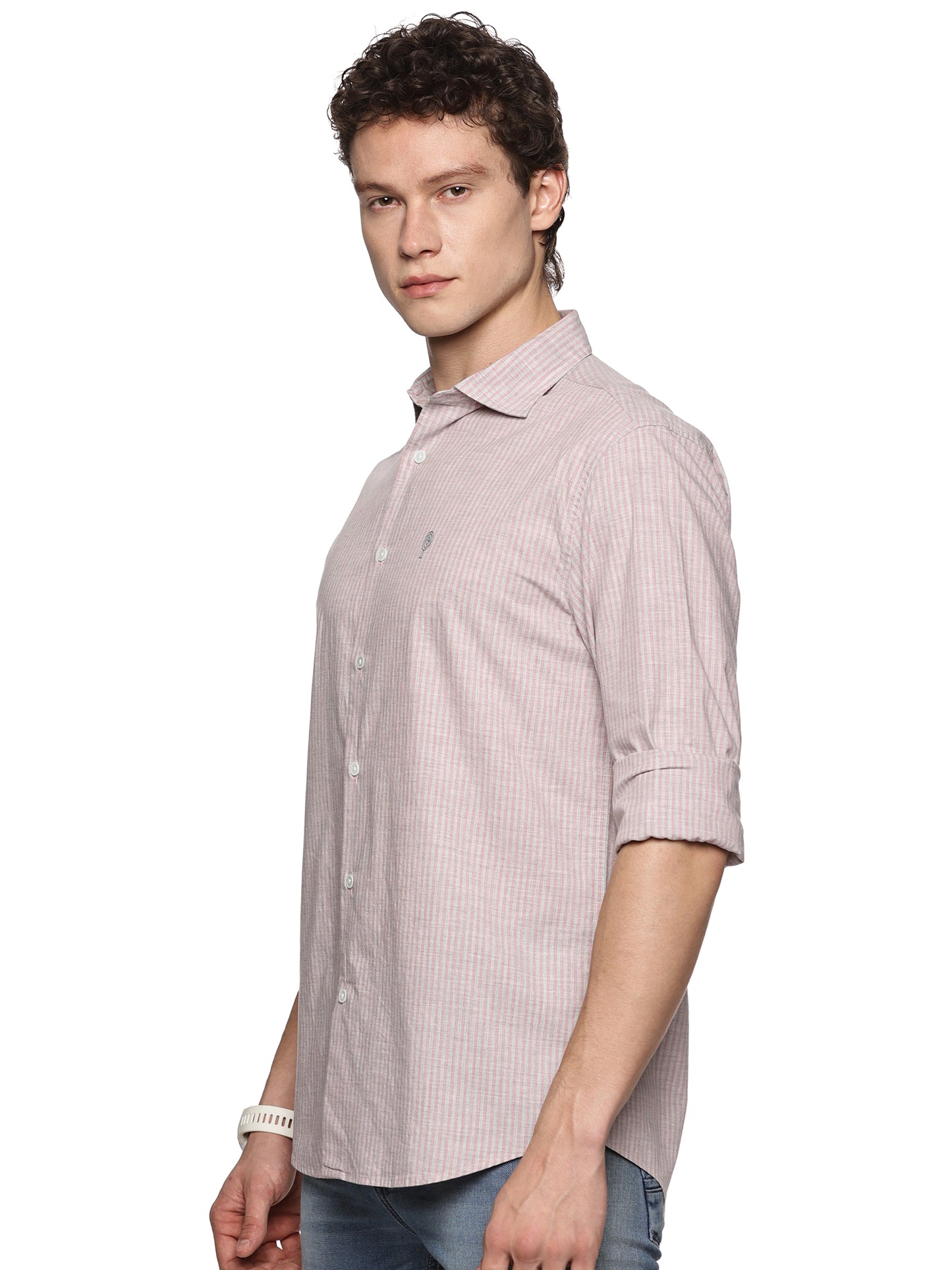 Pink Grey Stripe Cotton Luxe Shirt