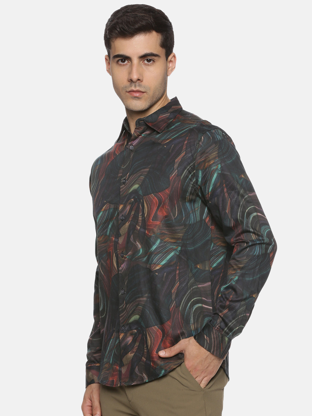 Green Swirls Print Luxe Collection Shirt