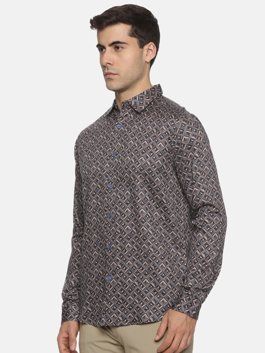 Grey Geo Print Luxe Collection Shirt