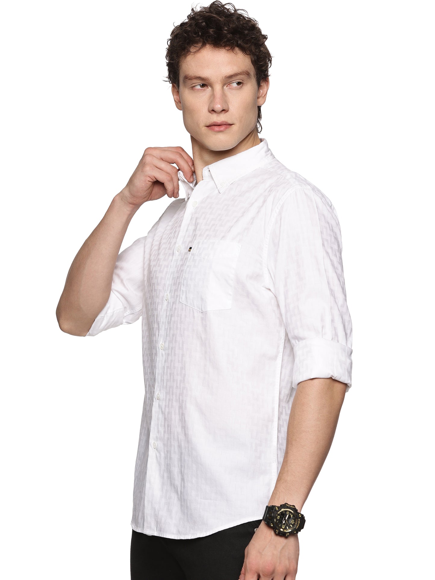 Premium Cotton White Dobby Shirt