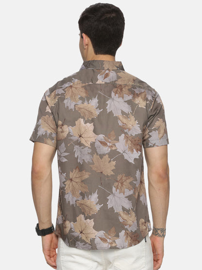 Grey Leaf Print Luxe Collection Shirt