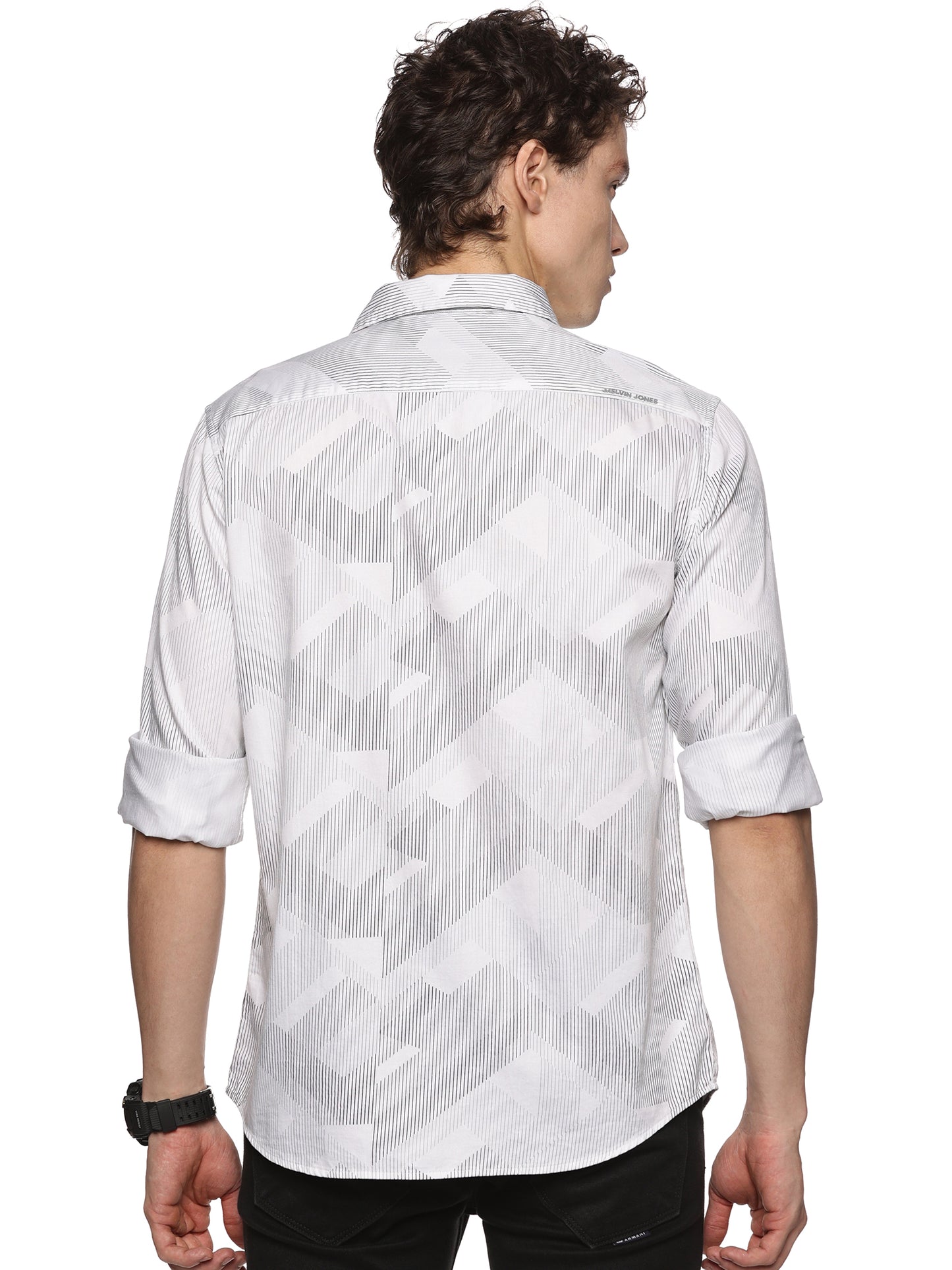 White Printed Satin Luxe Shirt