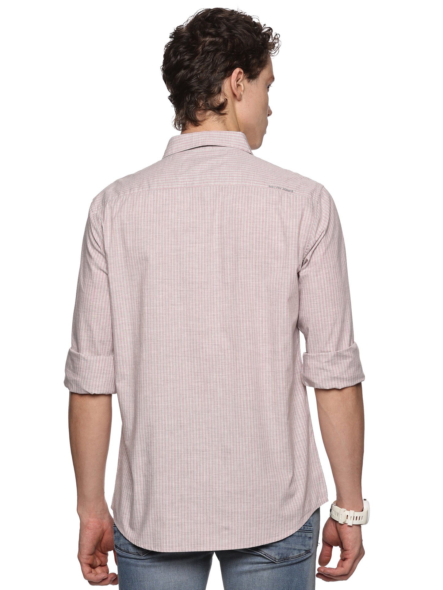 Pink Grey Stripe Cotton Luxe Shirt