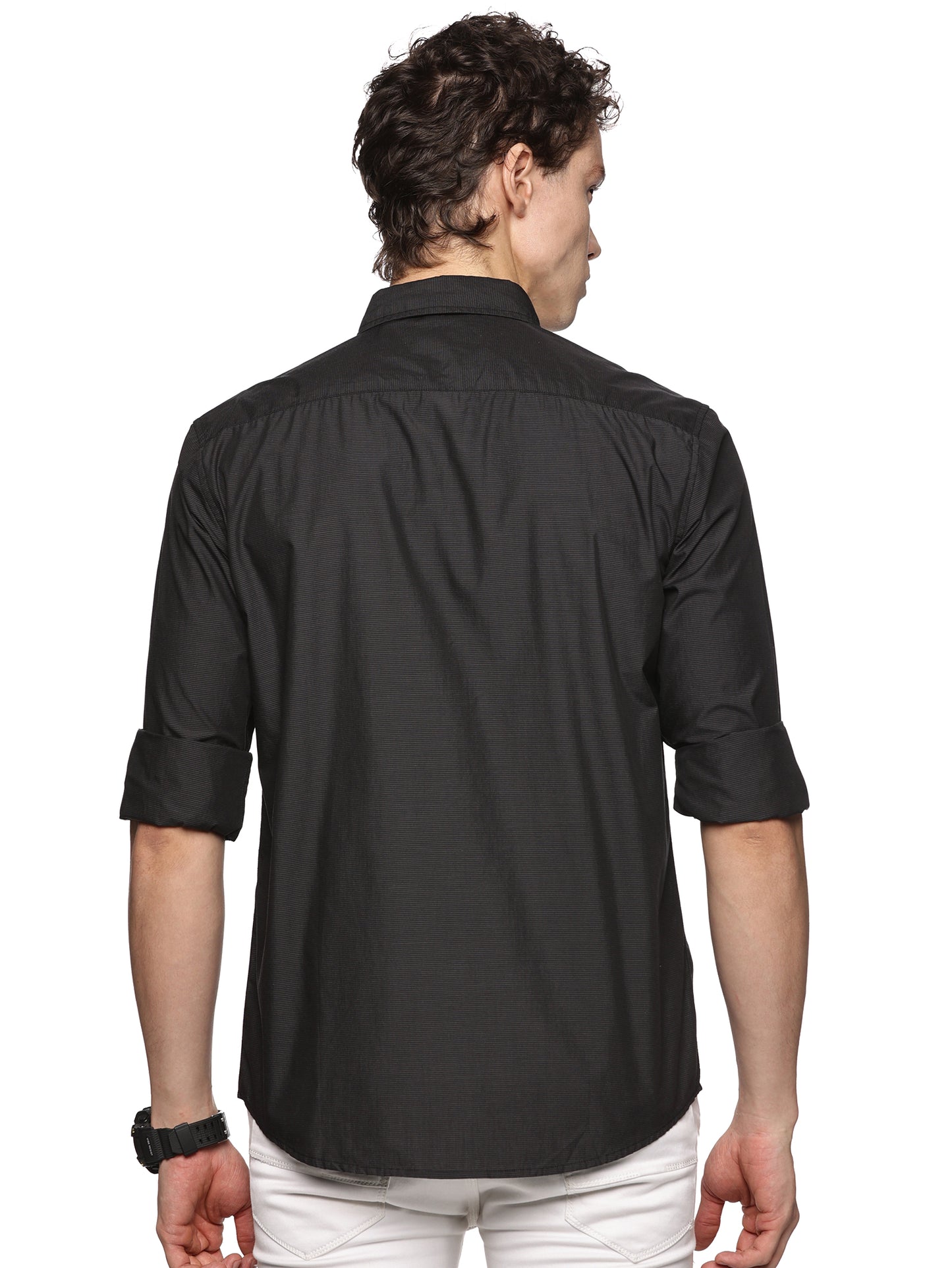 Black Pin Stripe Cotton Luxe Shirt