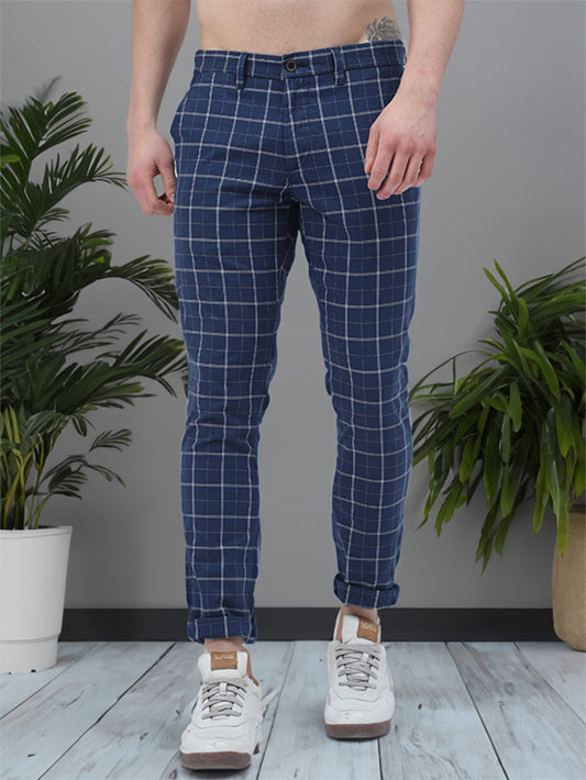 Premium Navy Check Plaid Trouser