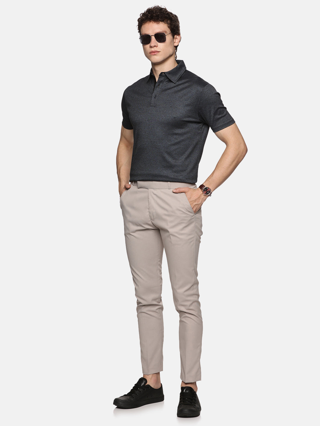 Navy Black Pima Cotton Polo T-Shirt