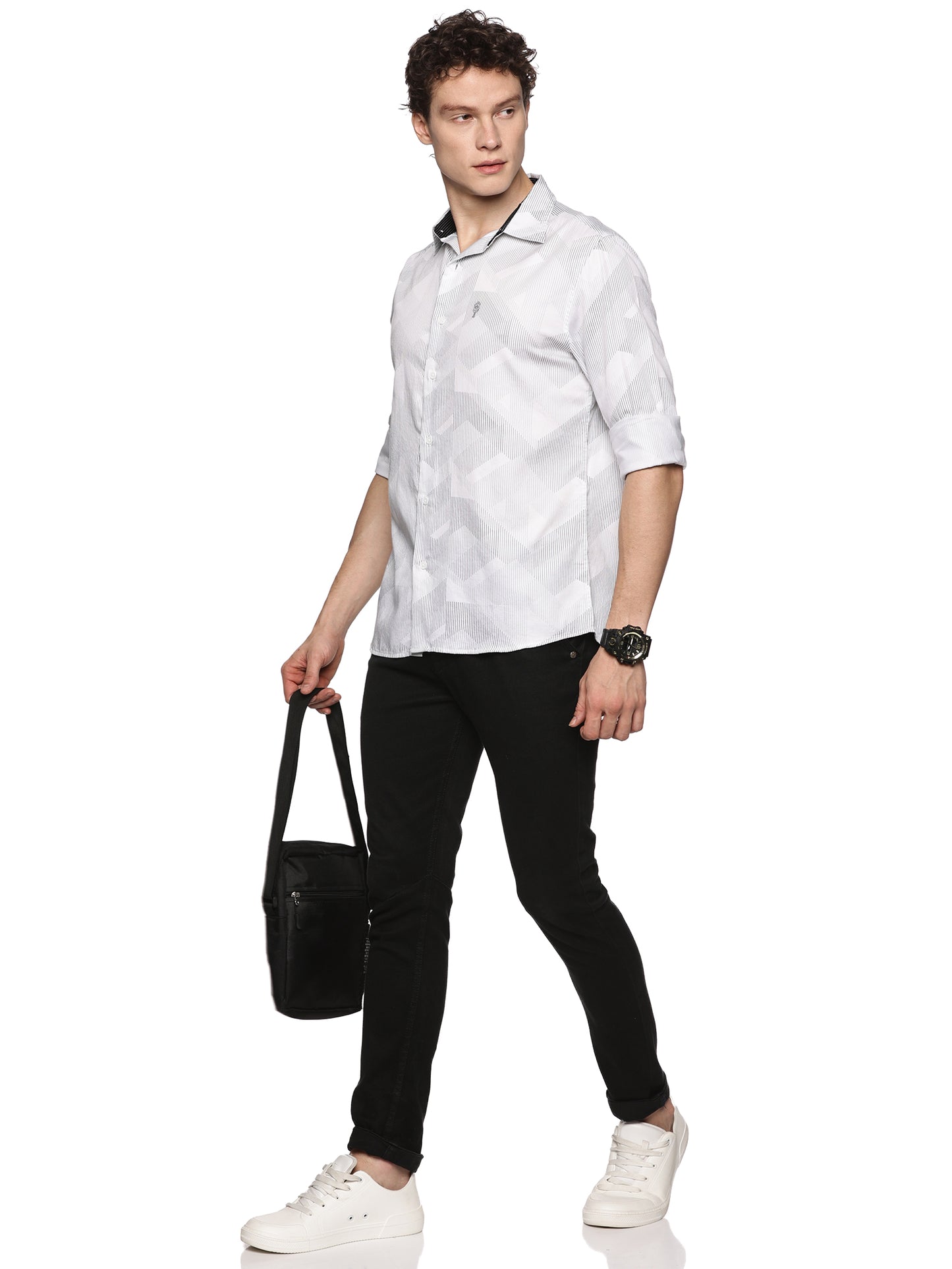 White Printed Satin Luxe Shirt