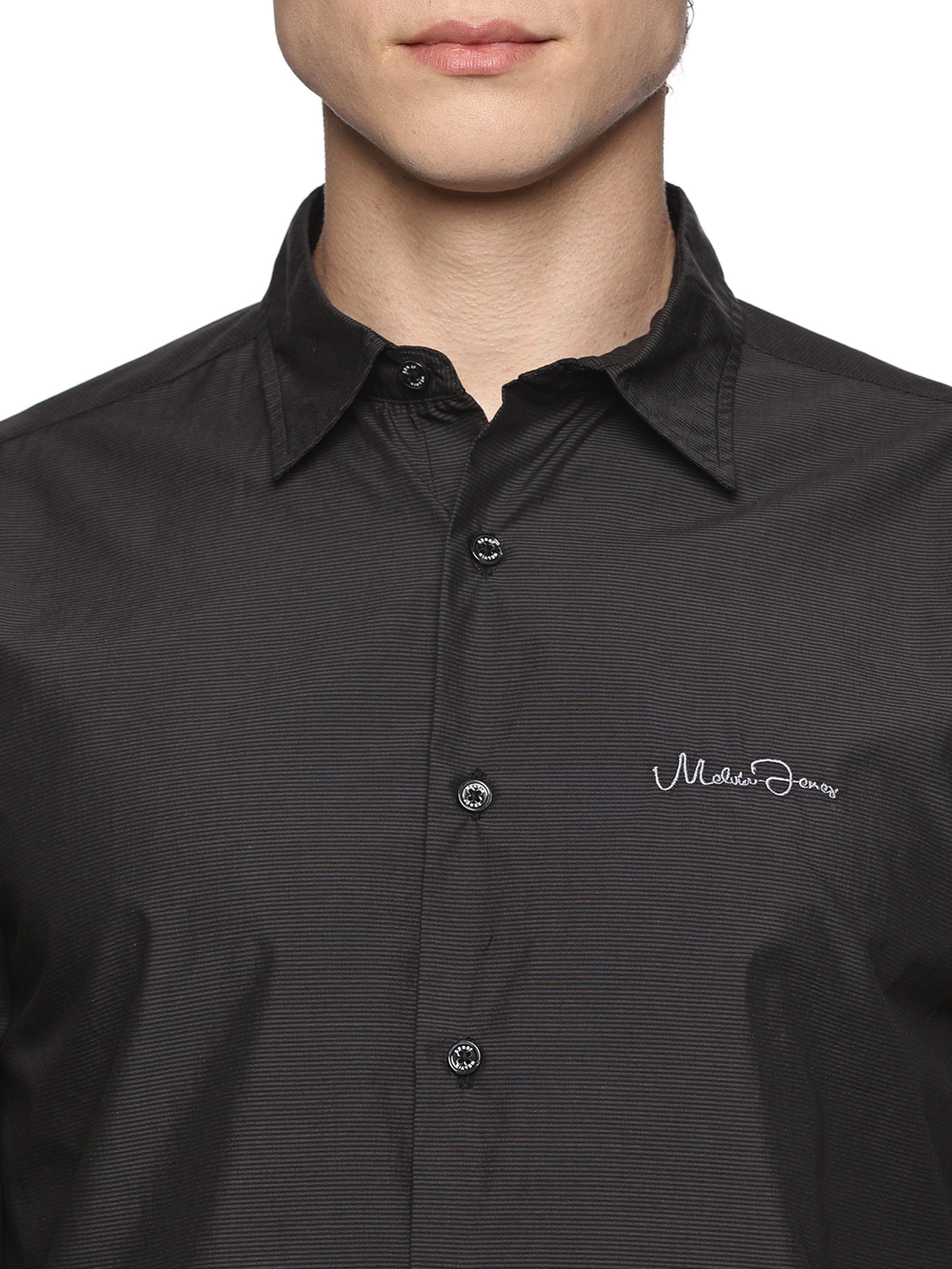 Black Pin Stripe Cotton Luxe Shirt