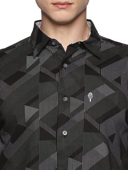 Black Satin Printed Luxe Shirt