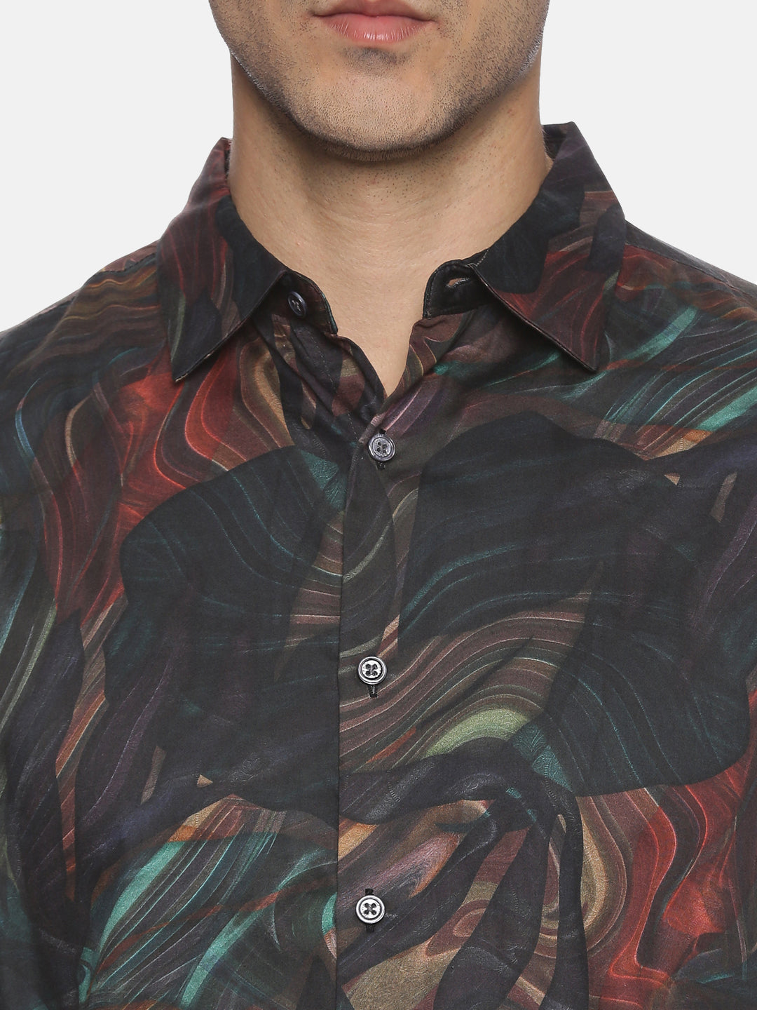 Green Swirls Print Luxe Collection Shirt