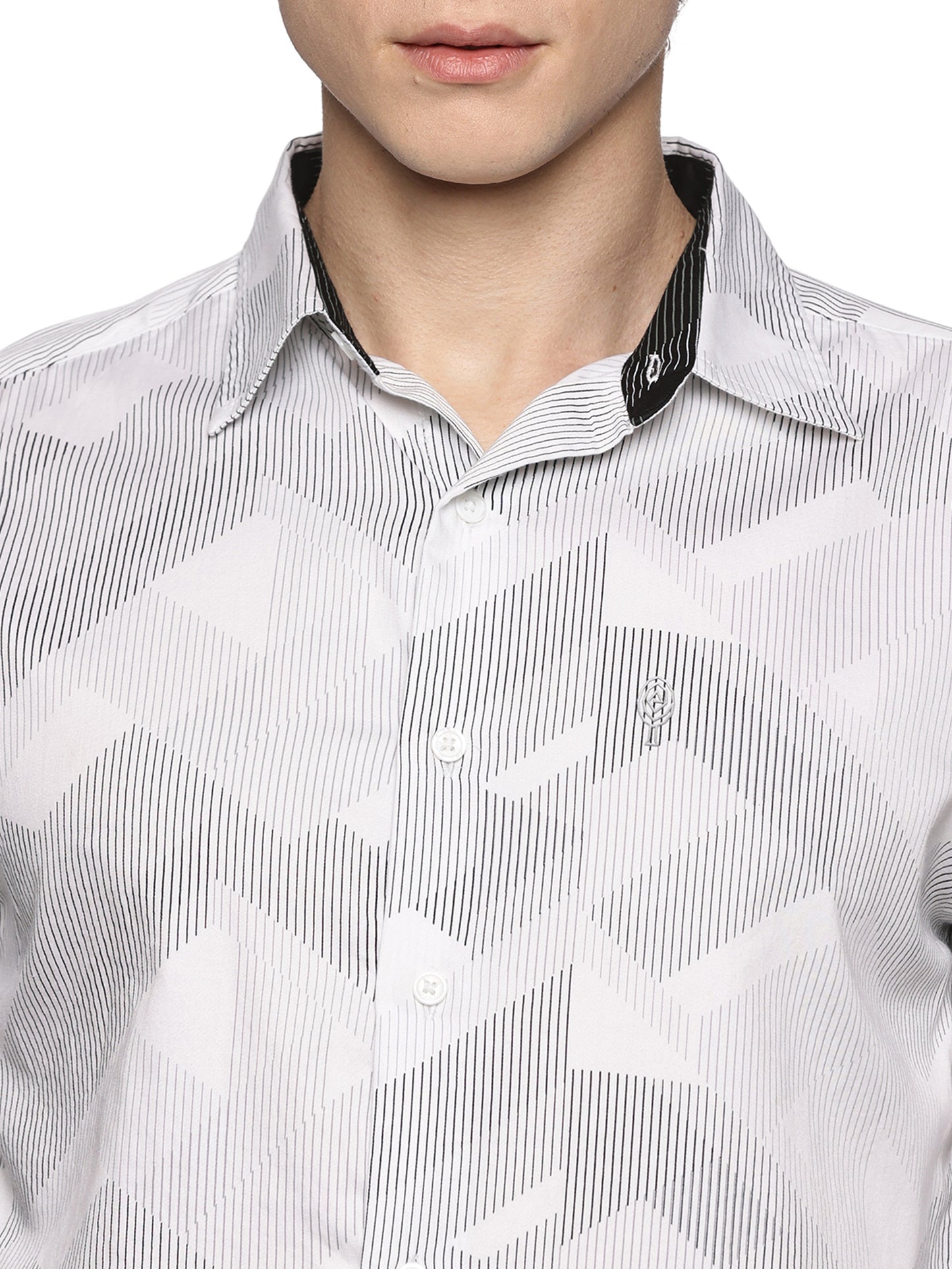 White Printed Satin Luxe Shirt