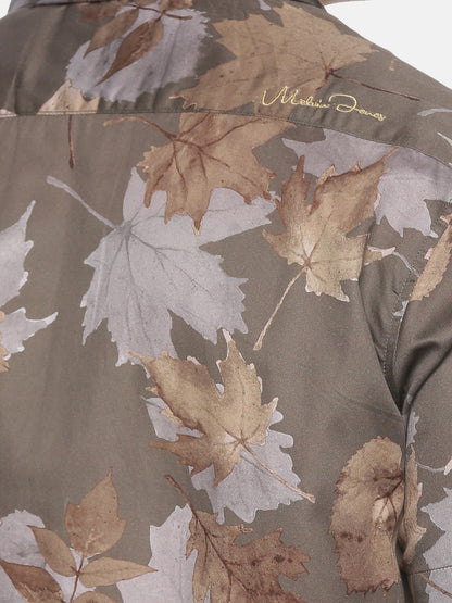 Grey Leaf Print Luxe Collection Shirt