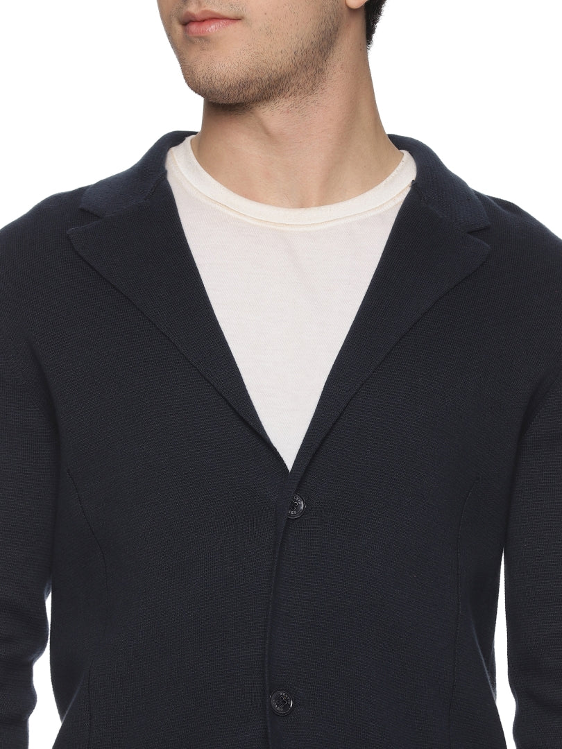 Premium Navy Knitted Blazer