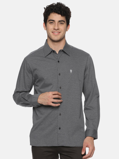 GREY MICRO CHECK COTTON SHIRT