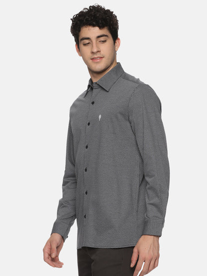 GREY MICRO CHECK COTTON SHIRT