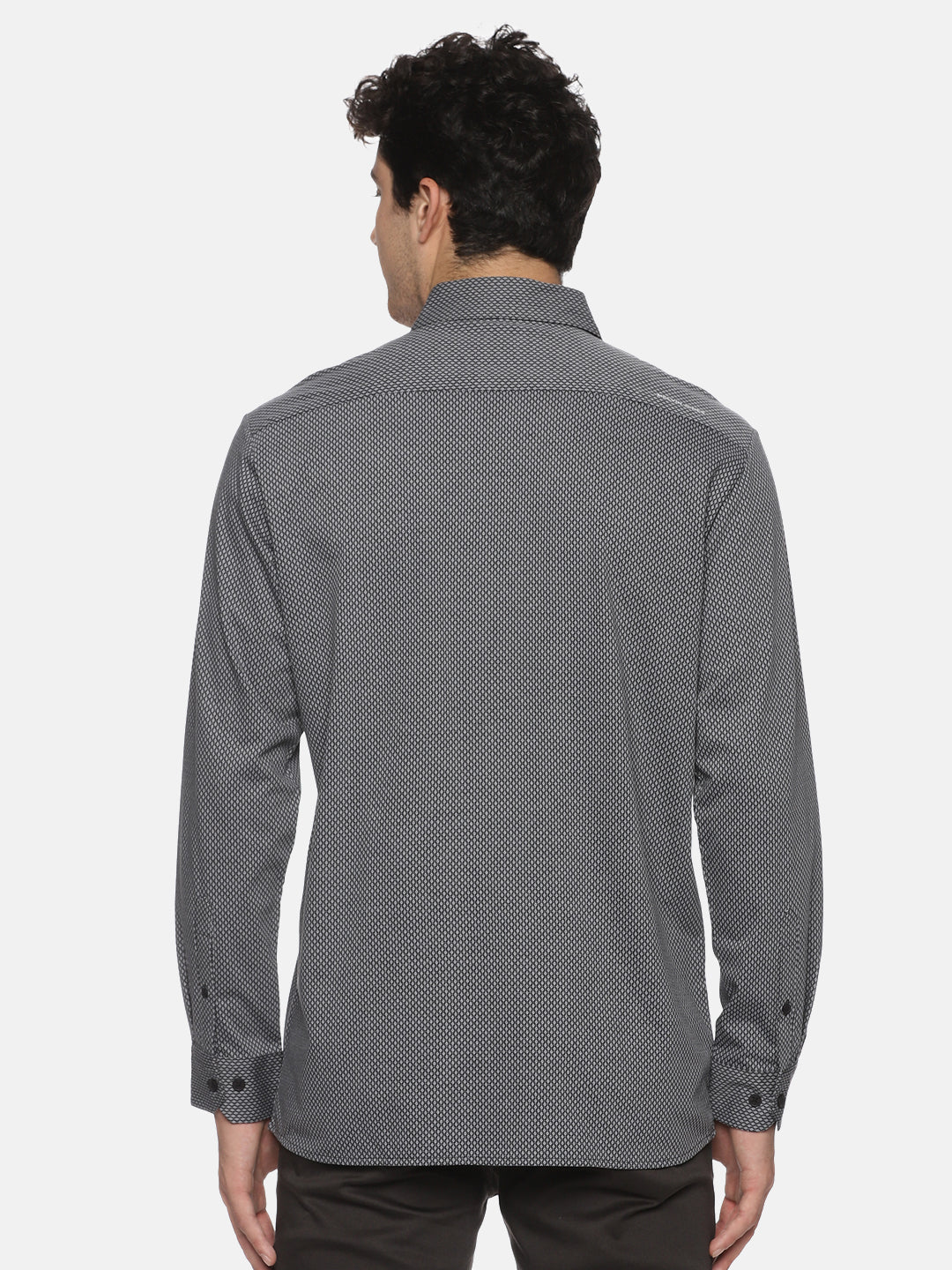 GREY MICRO CHECK COTTON SHIRT