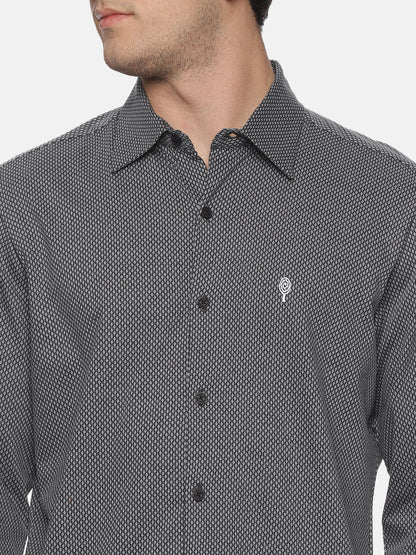 GREY MICRO CHECK COTTON SHIRT