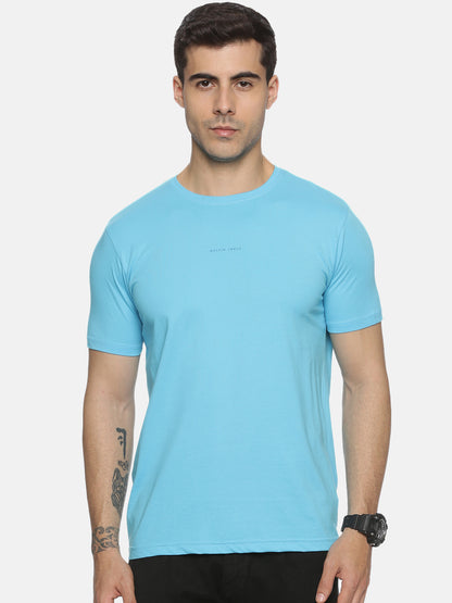 Aqua Cotton Round Neck T-Shirt