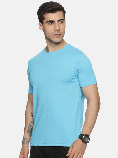 Aqua Cotton Round Neck T-Shirt