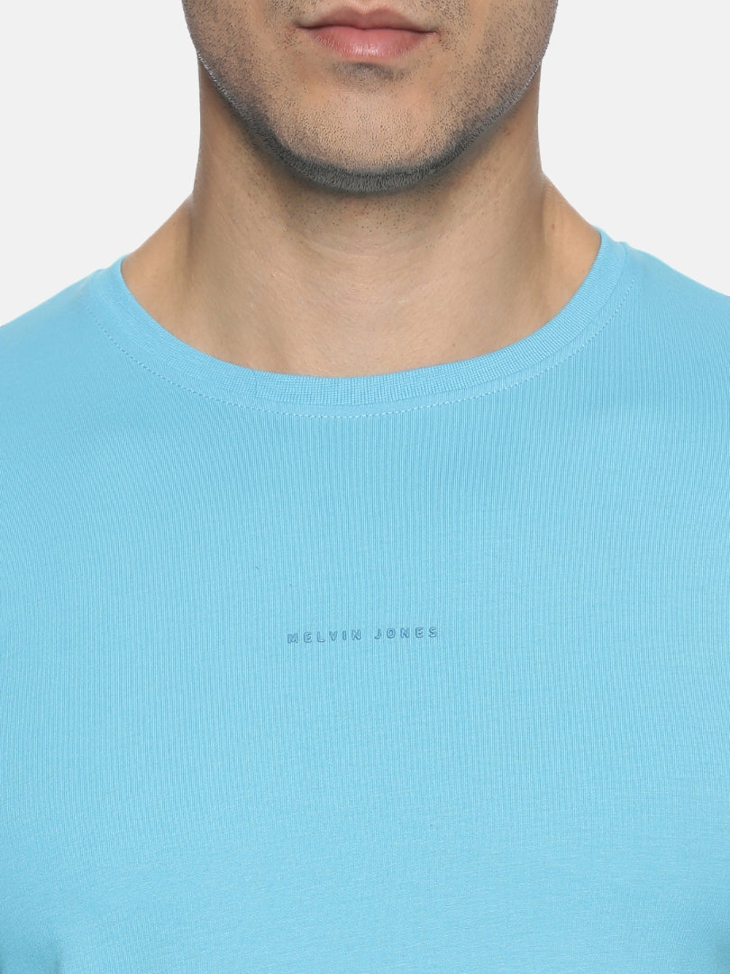 Aqua Cotton Round Neck T-Shirt