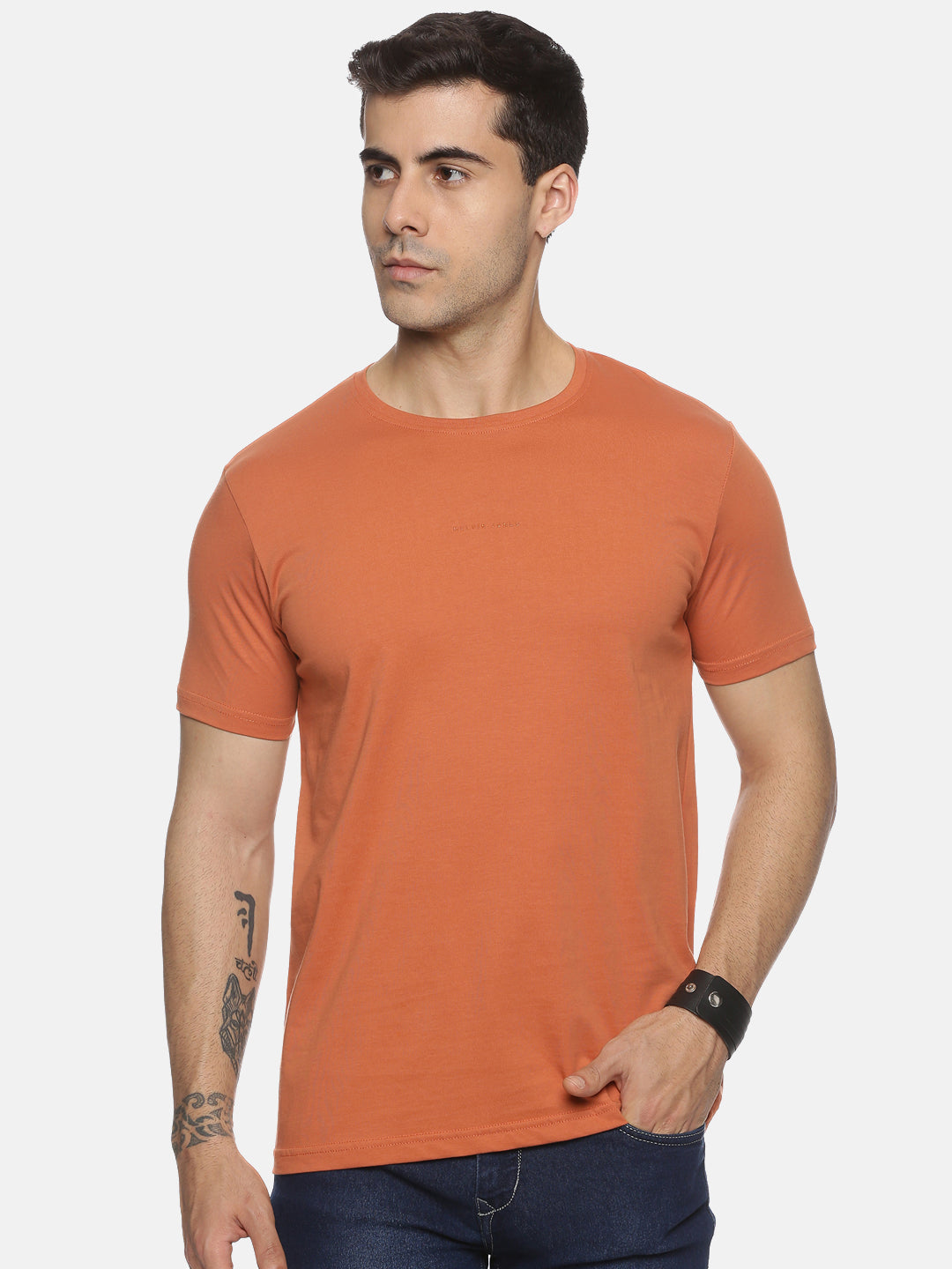 Brick Cotton Round Neck T-Shirt