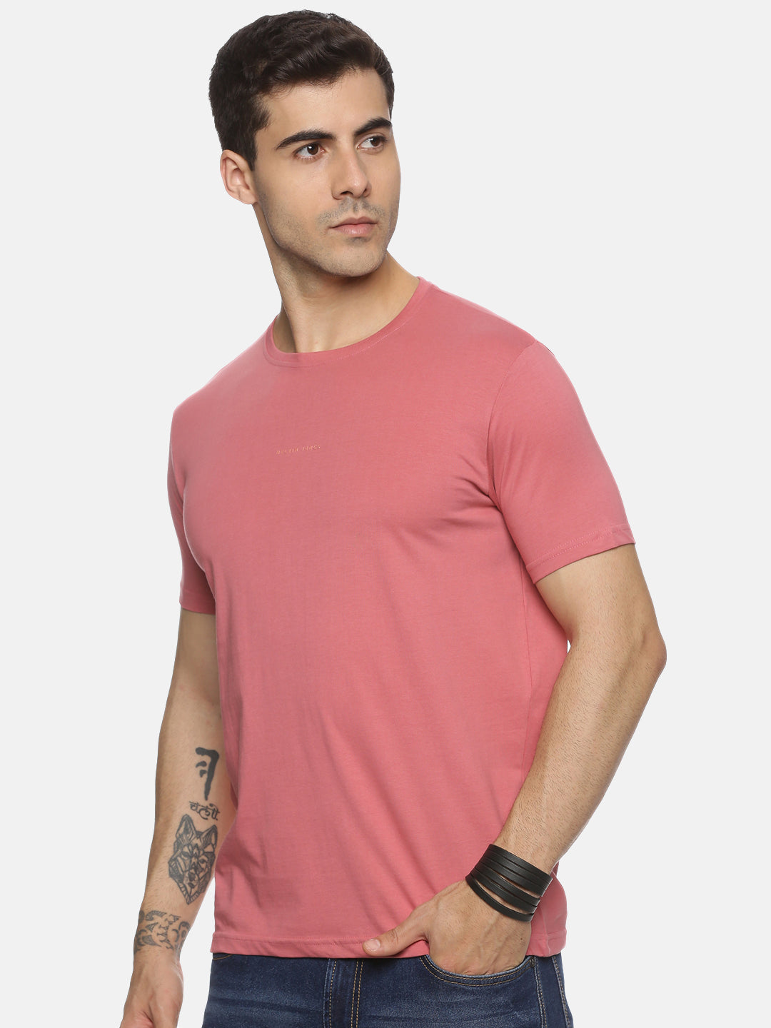 Magenta Cotton Round Neck T-Shirt