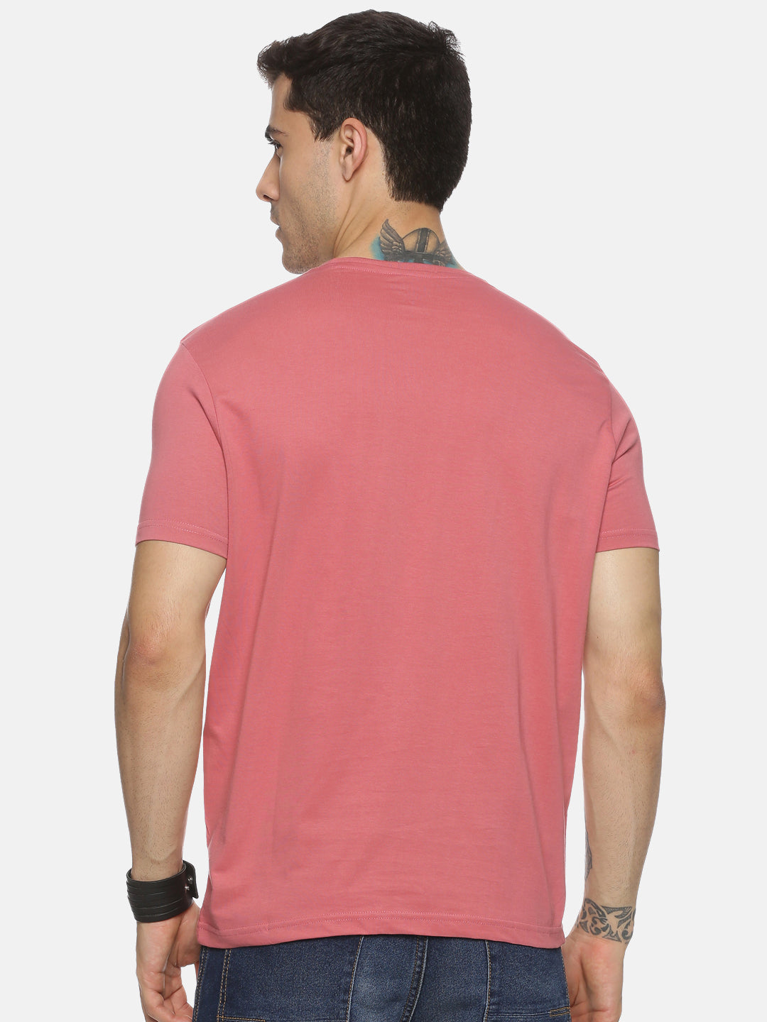 Magenta Cotton Round Neck T-Shirt