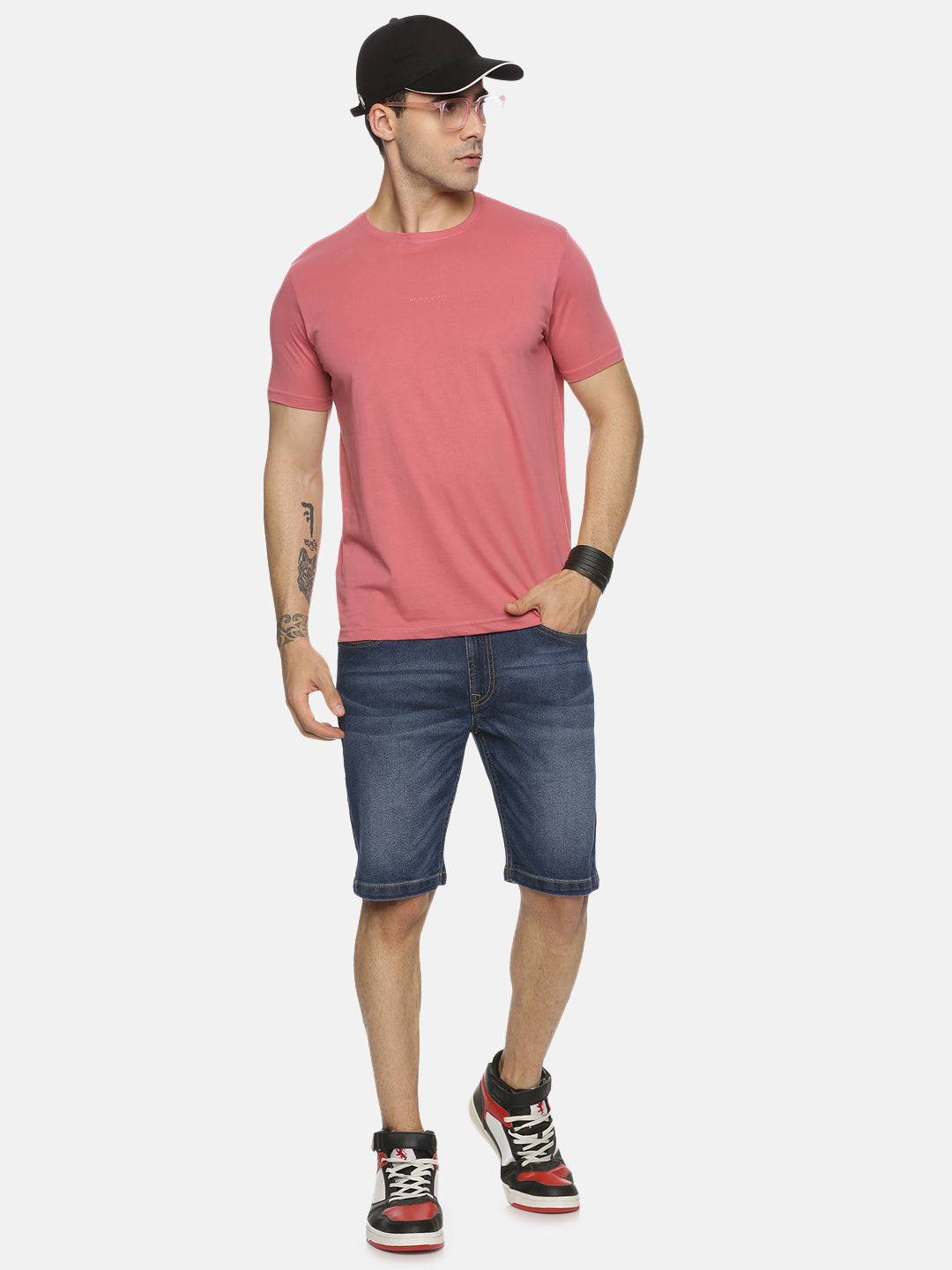 Magenta Cotton Round Neck T-Shirt